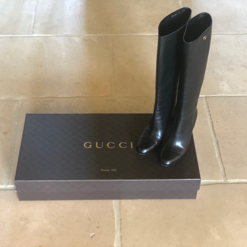 Gucci Rodano Calf Black Knee High Boots